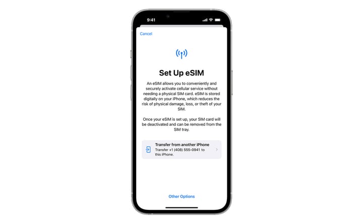 e-sim to e-sim trasnfer on iPhone